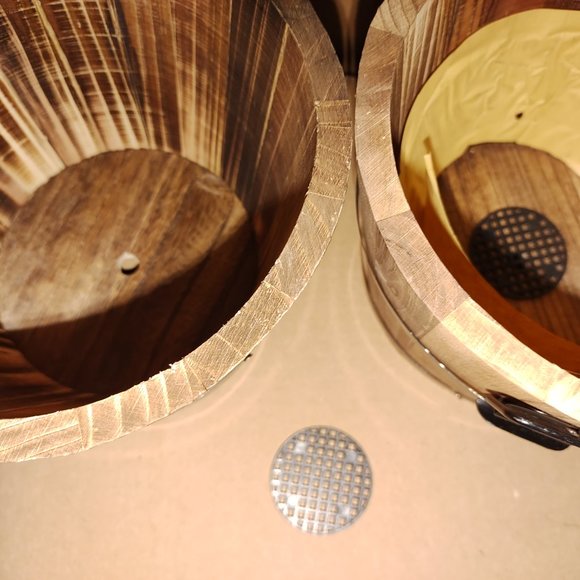 Brand New Set Of 6 Wooden Rustic Barrel planters - Picture 6 of 6